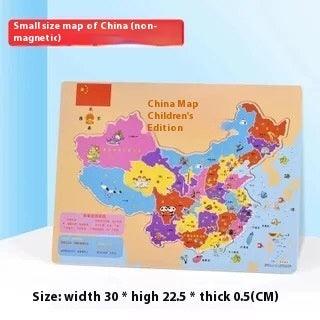 Wooden Magnetic Map Puzzle Toy - The Walnut Wood