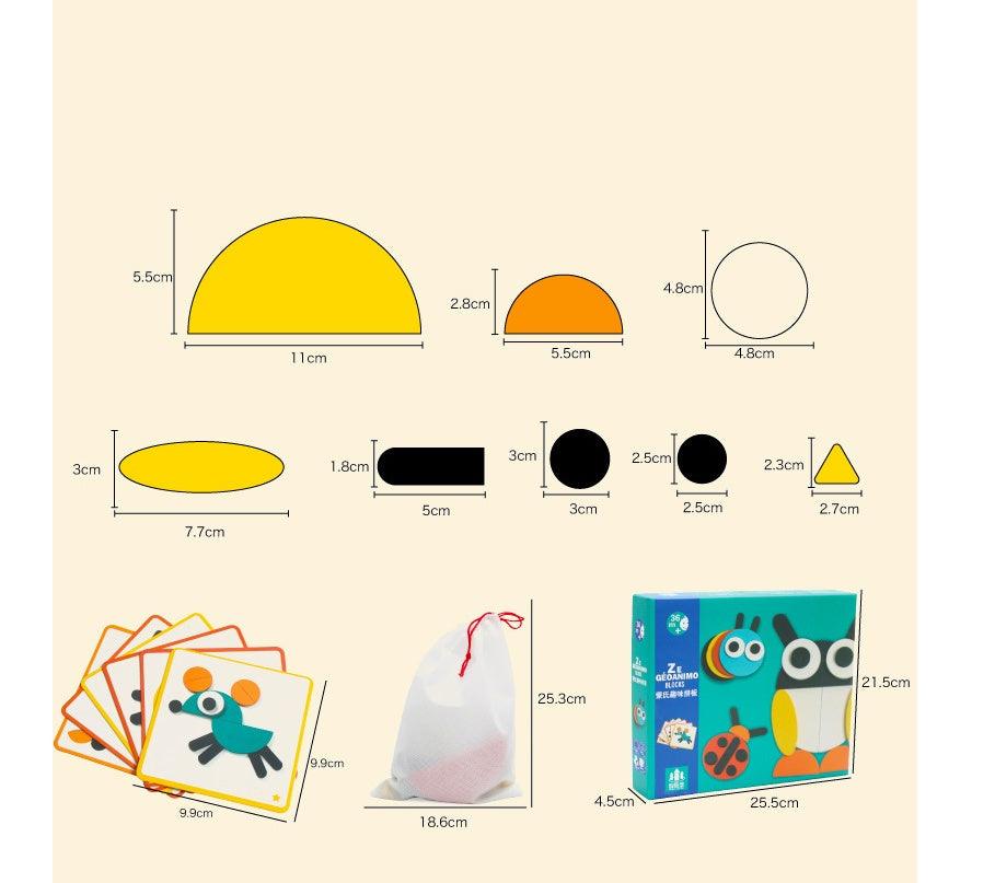 Tangram Jigsaw 3D Animals Puzzle Kids Wooden Toys - The Walnut Wood