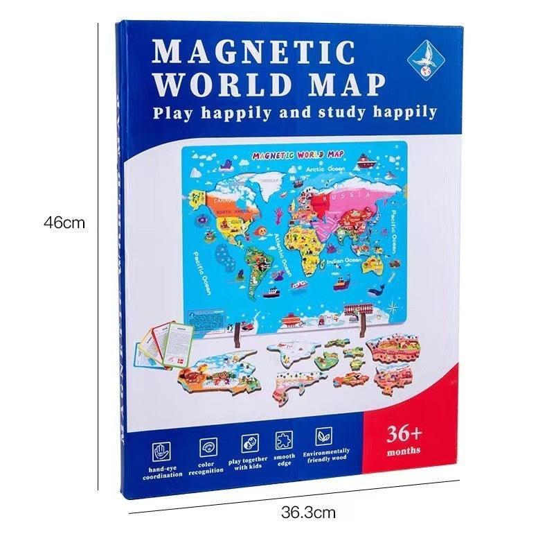 Wooden Magnetic Map Puzzle Toy - The Walnut Wood