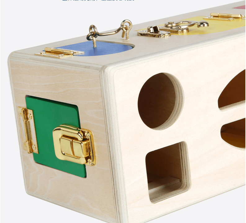 Wooden Shapes and Locks Box - The Walnut Wood