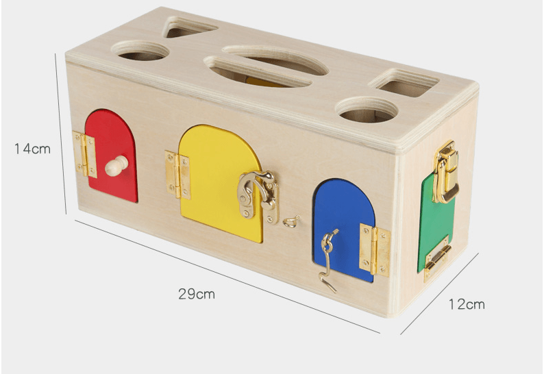 Wooden Shapes and Locks Box - The Walnut Wood