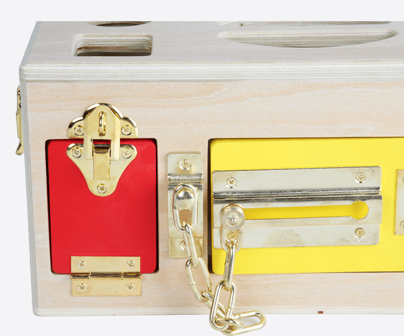 Wooden Shapes and Locks Box - The Walnut Wood