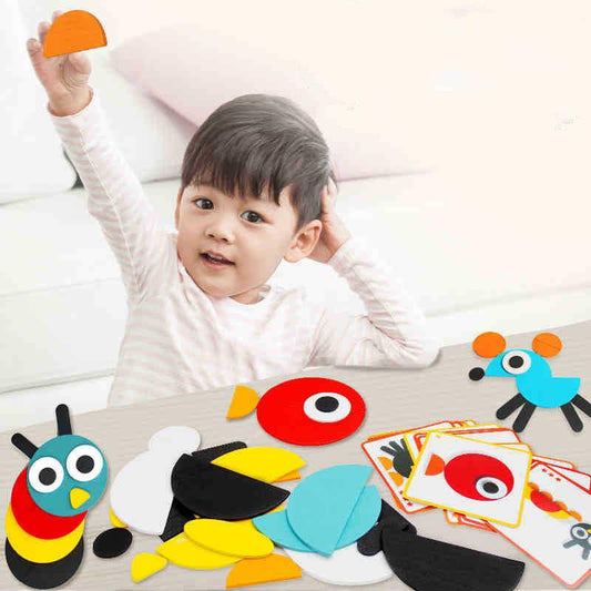 Tangram Jigsaw 3D Animals Puzzle Kids Wooden Toys - The Walnut Wood