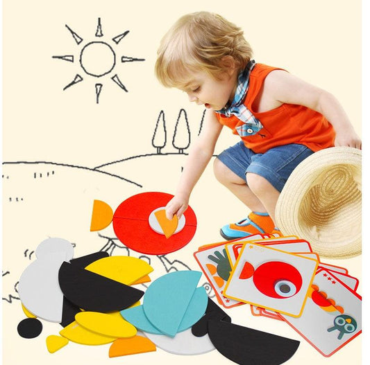 Tangram Jigsaw 3D Animals Puzzle Kids Wooden Toys - The Walnut Wood