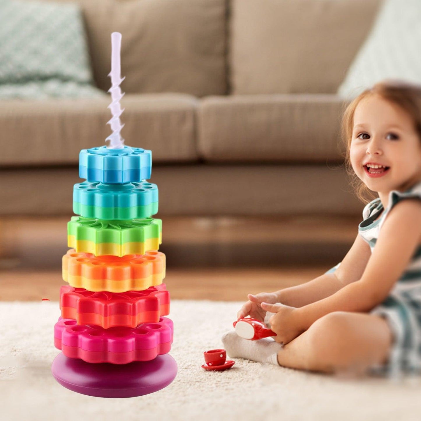 Large Rainbow Revolving Tower - The Walnut Wood