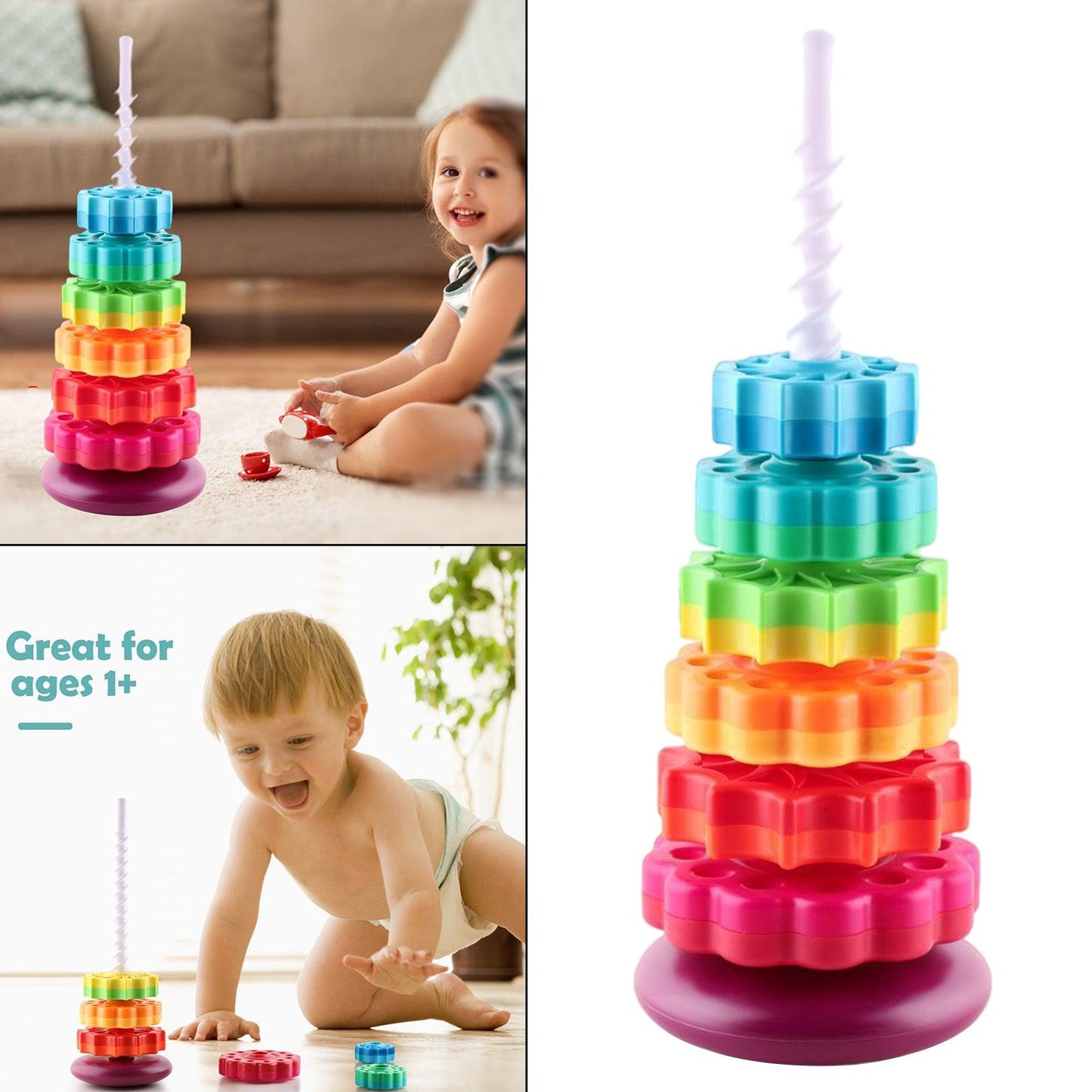 Large Rainbow Revolving Tower - The Walnut Wood