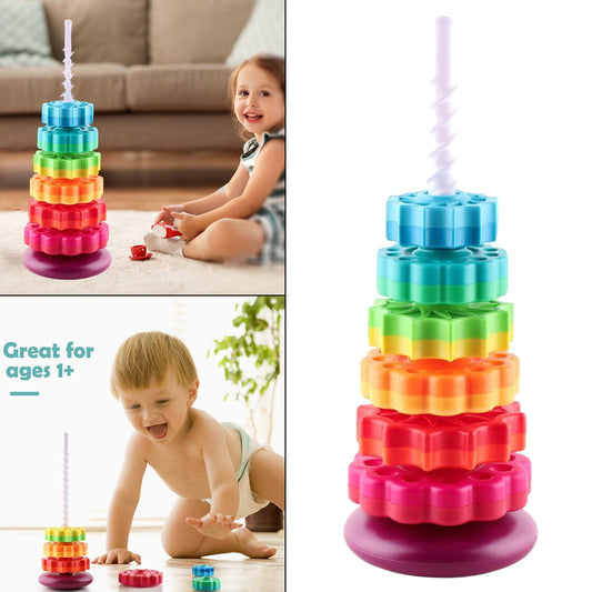 Large Rainbow Revolving Tower - The Walnut Wood