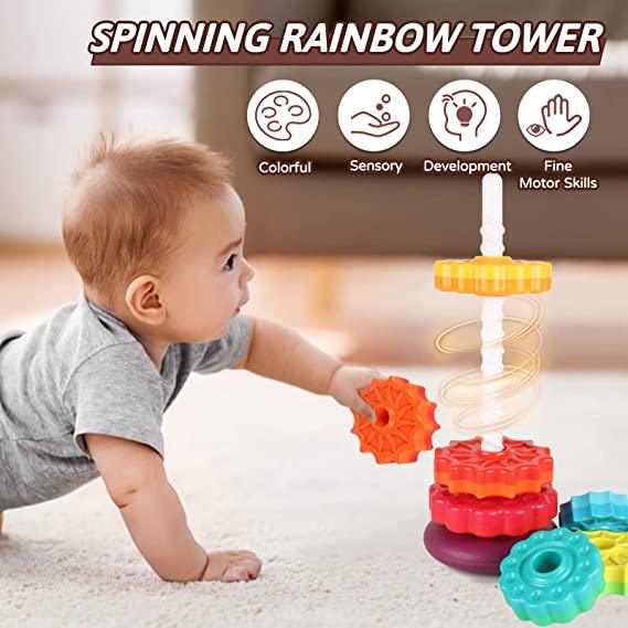 Large Rainbow Revolving Tower - The Walnut Wood