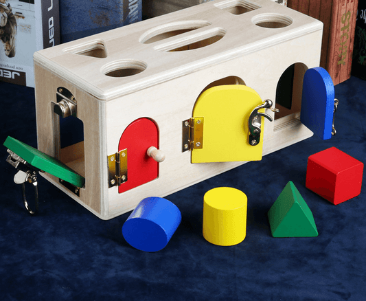 Wooden Shapes and Locks Box - The Walnut Wood